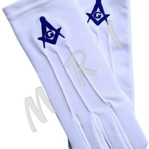 Masonic Blue Square & Compass Gloves