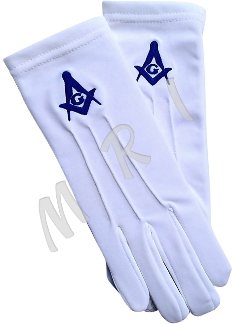 Masonic Blue Square & Compass Gloves