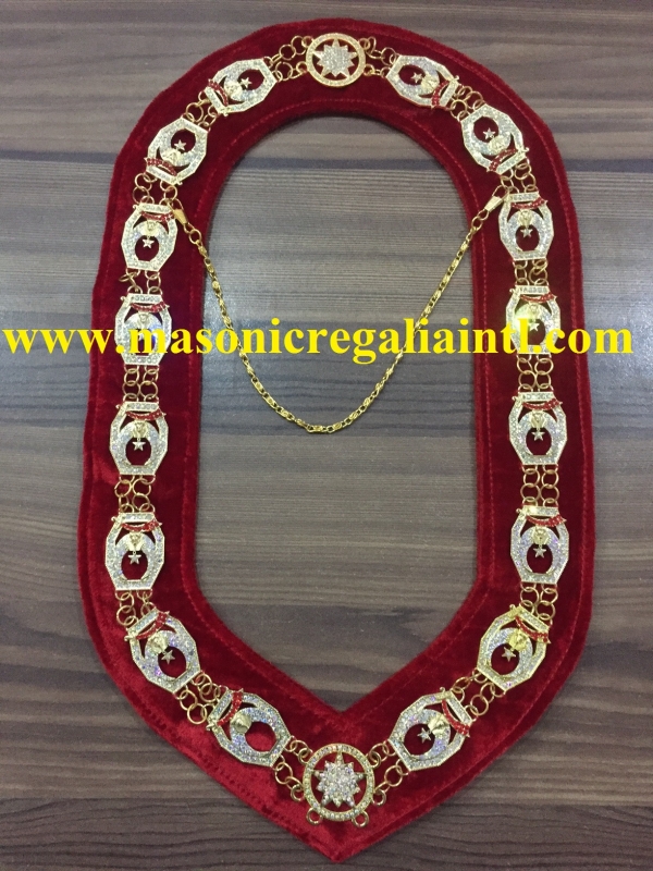 SHRINER CHAIN COLLAR WITH STONES