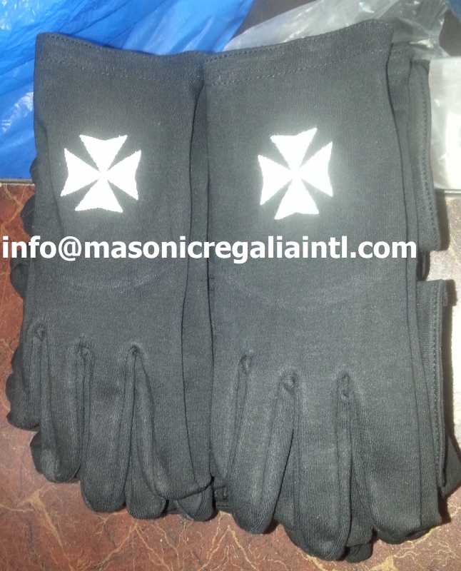 Knight Templar Black Cotton Gloves