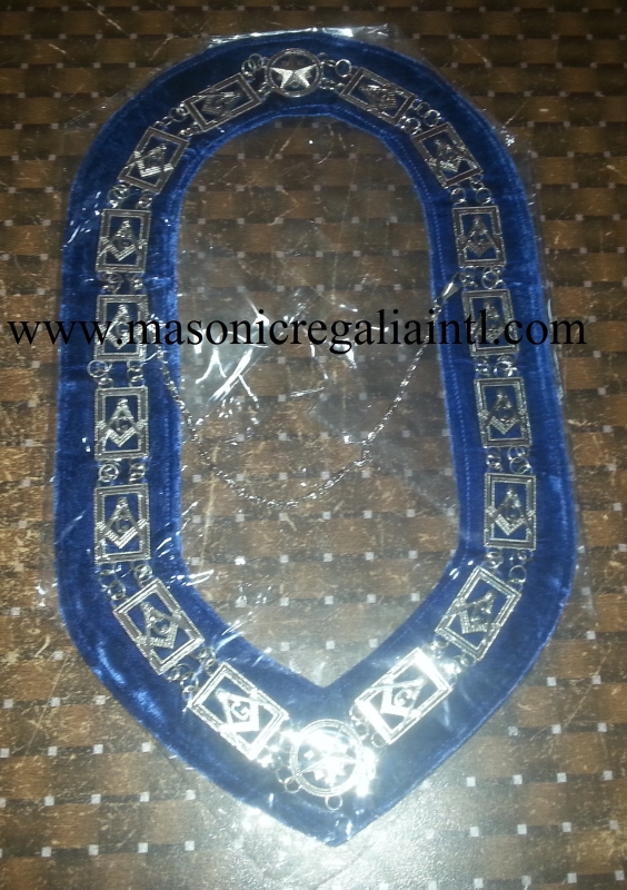 Masonic Master Mason Collar With Blue Metal & Silver Chain – DMR-400S